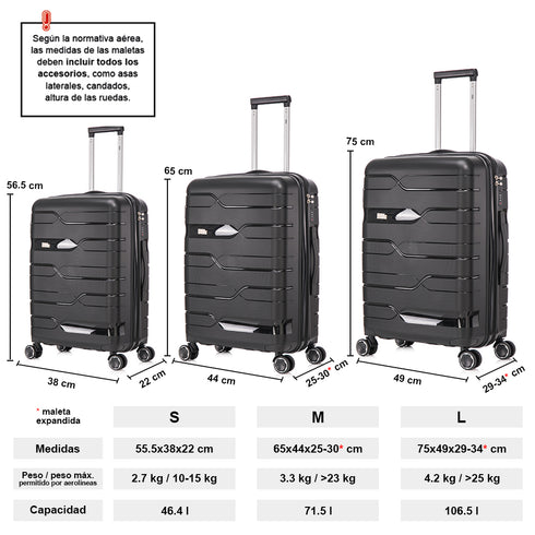 1990s Maleta mediana extensible 65cm Bass Negro