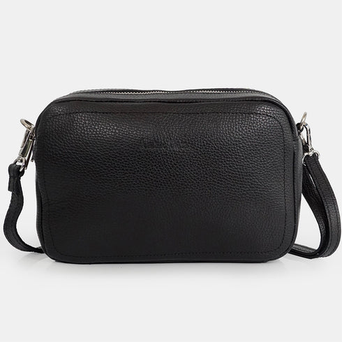 Bolso de bandolera con doble cremalleras Negro Cora