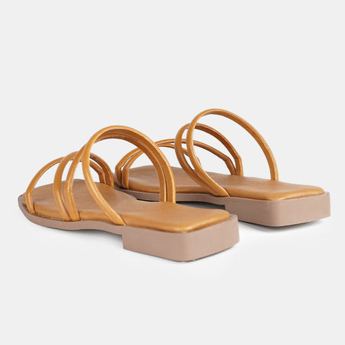 Sandalias planas de piel para mujer con cierres anillados cuero marrón Livia