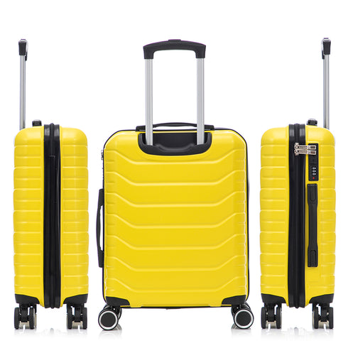 Conjunto de 4 Maletas ABS+PC|Neceser 29cm|Cabina 55x40x20cm|Mediana Expandible 20kg-23kg - 66x45x27.50-30cm|Grande Expandible 23kg-25kg - 75x49x31-33.50cm | Amarillo