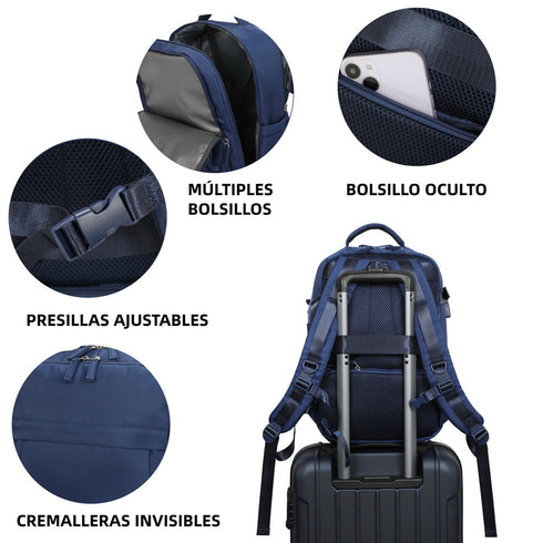 Raykong Mochila de cabina Ryanair 40x20x25cm (20L) Azul marino