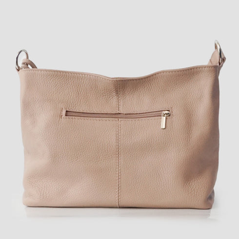 Bolso de hombro para mujer de piel con bandolera extensible nude Mara