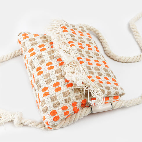 Bolso de rafia trenzado para mujer naranja Eugenia