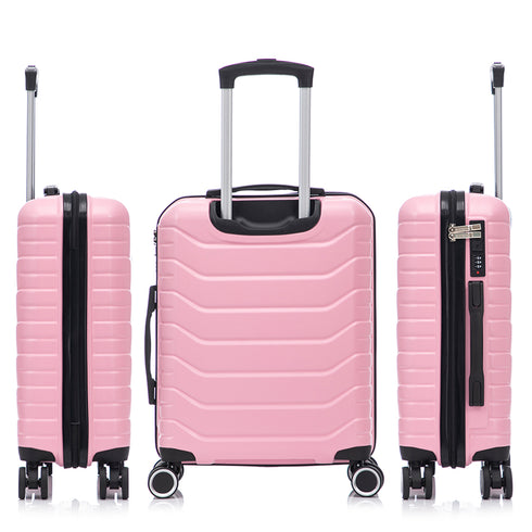 RAYKONG Maleta de Cabina 55x40x20cm Policarbonato (40L) semirígida Trolley pequeño Equipaje de Mano 4 Ruedas giratorios a 360º Cierre numérico-Rosa