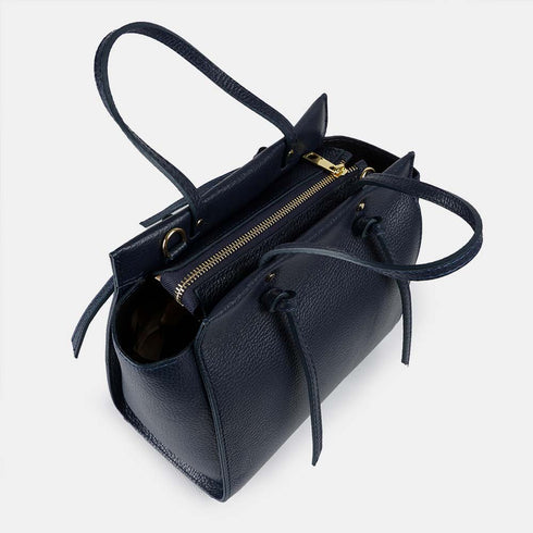 Bolso bandolera mujer de piel con asas de mano azul marino Mercedes