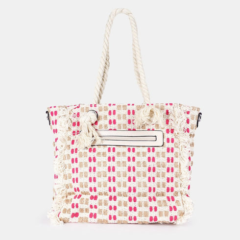 Bolso de rafia trenzado para mujer fucsia Anastasia