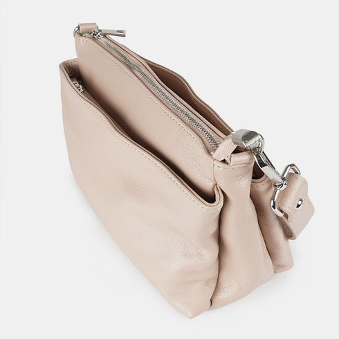 Bolso bandolera de piel para mujer con asa corta rosa claro Martina