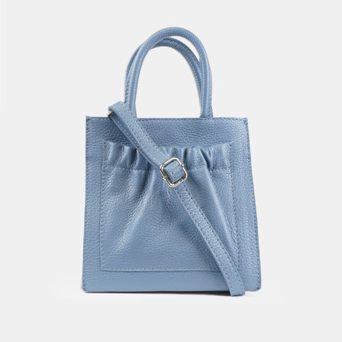 Bolso bandolera de piel pequeño mujer azul celeste Carmen