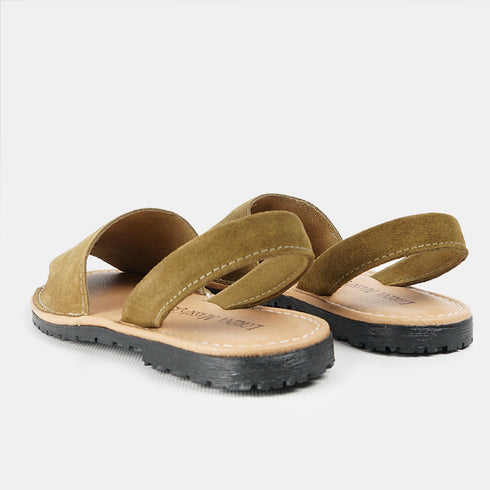 Menorquinas de piel para mujer khaki Adara