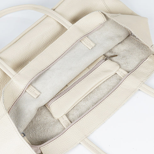 Bolso shopper para mujer de piel para personalizar beige Luna