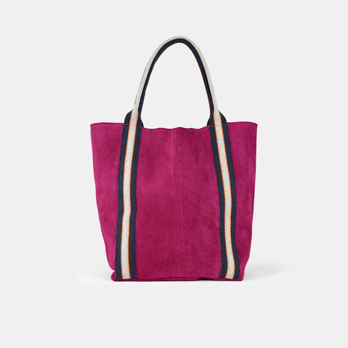 Bolso tote de piel serraje para mujer fucsia Sarah
