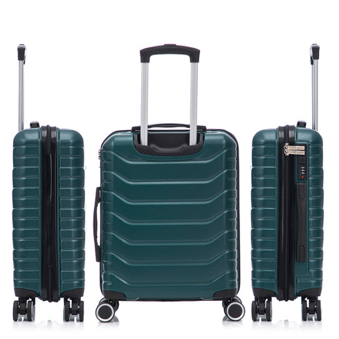 RAYKONG Maleta Mediana Expandible ABS+Policarbonato 66x45x27.50cm - 30cm Extendido | 82L - 90L | 24 Pulgadas |23kg semirígidas candado combinación - Verde