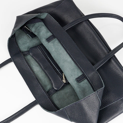 Bolso shopper para mujer de piel para personalizar azul marino Luna