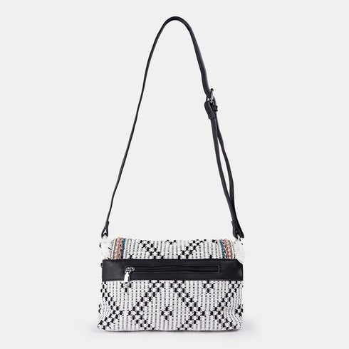 Bolso de bandolera para mujer de lona étnica negro Asya