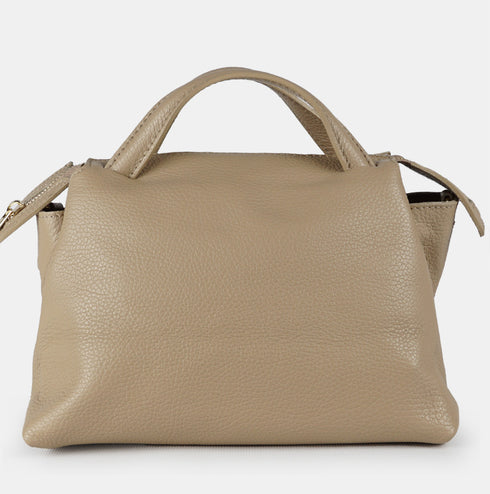 Bolso bandolera para mujer de piel con asas de mano khaki Amelie