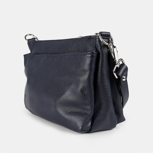 Bolso bandolera de piel para mujer con asa corta azul marino Martina