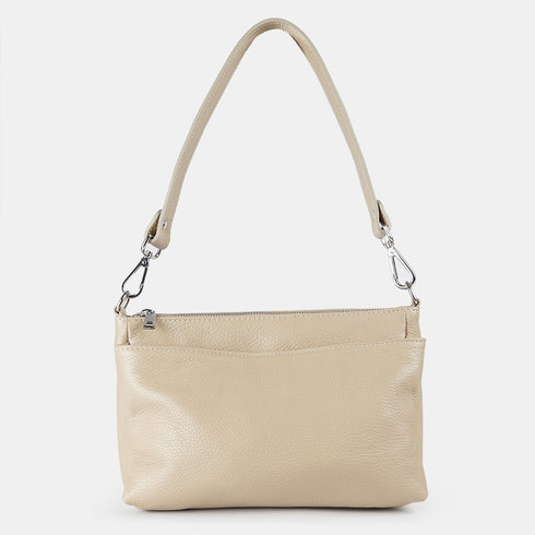 Bolso bandolera de piel para mujer con asa corta khaki Martina