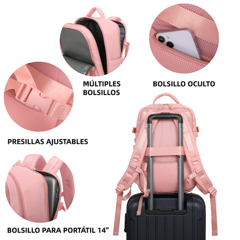 Raykong Mochila de cabina Ryanair 40x20x25cm (20L) Rosa