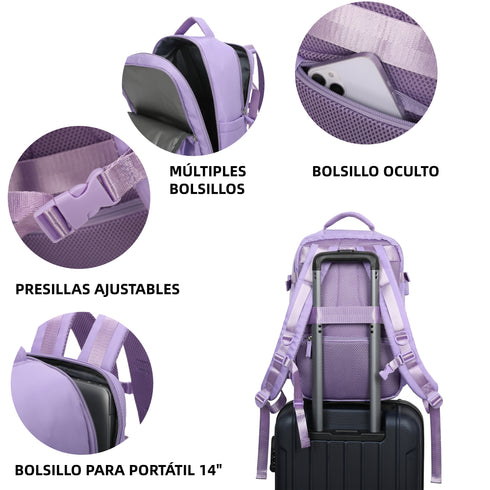 Raykong Mochila de cabina Ryanair 40x20x25cm (20L) Morado