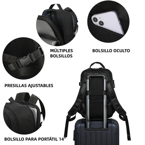 Raykong Mochila de cabina Ryanair 40x20x25cm (20L) Negro