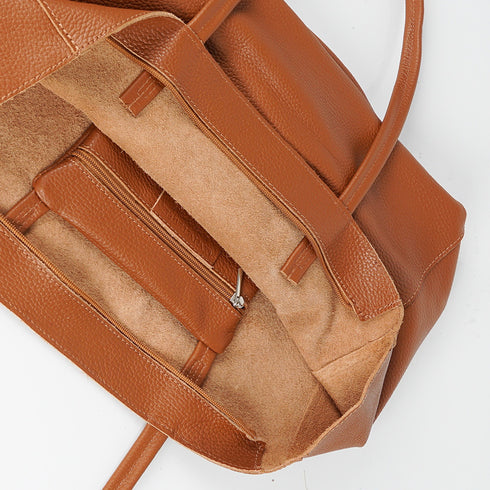 Bolso shopper para mujer de piel para personalizar marrón Luna