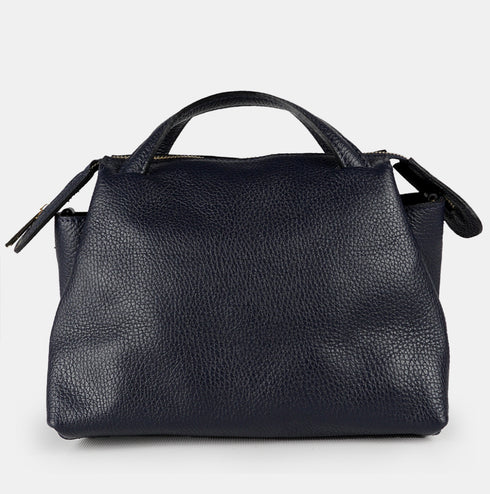 Bolso bandolera para mujer de piel con asas de mano azul marino Amelie