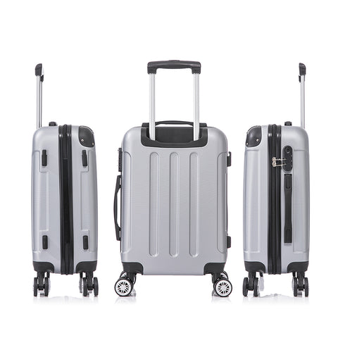RAYKONG Maleta Mediana ABS 66x43x25cm | 71L | 24 Pulgadas | hasta 23kg semirígidas - Plata
