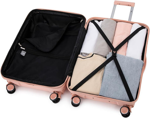 1990s Maleta de cabina 55x38x22 cm (44L) Polipropileno - Candado Incrustado - 20 Pulgadas - Rosa Claro- Bass