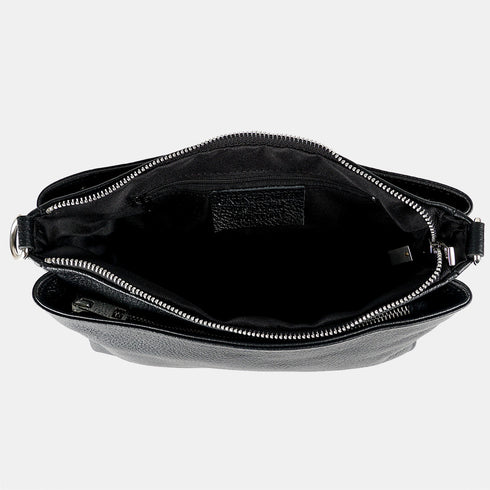 Bolso bandolera de piel para mujer con asa corta negro Martina