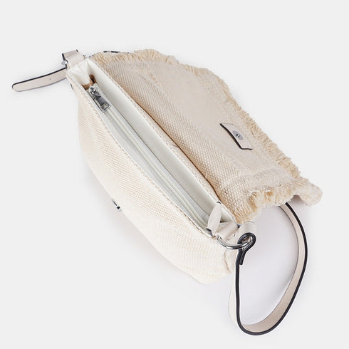 Bolso de bandolera para mujer de lona étnica beige Asya