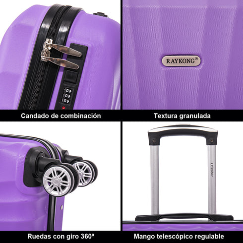 Raykong Maleta Cabina ABS 55x40x20cm (44L) - 20 Pulgadas Morada - Waves
