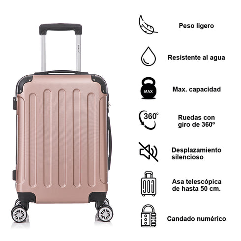 Maleta Cabina ABS 55x40x20cm 44L - 20 Pulgadas RosaDorada - Marina