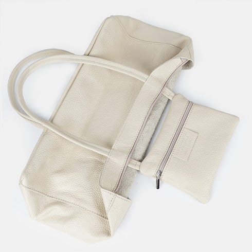 Bolso shopper para mujer de piel para personalizar beige Luna