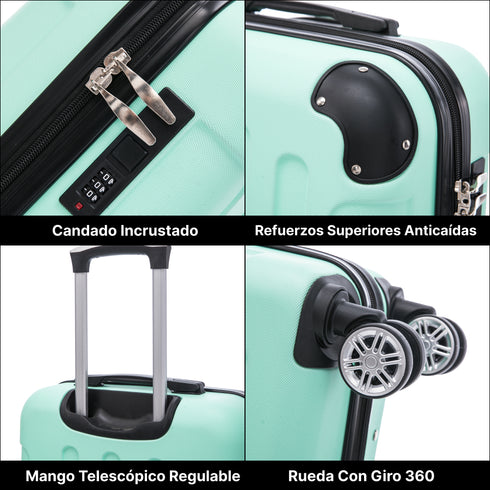 Raykong Maleta Cabina ABS 55x40x20cm (44L) Maxima aprovechamiento de espacio - 20 Pulgadas - Menta