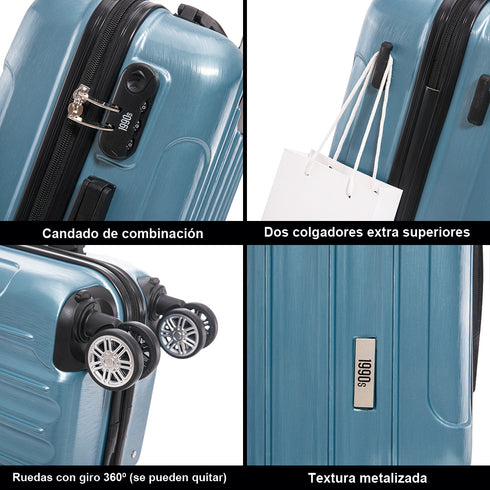 Maleta Cabina 55x39x21cm Policarbonato 45L - 20 Pulgadas Azul - Seda