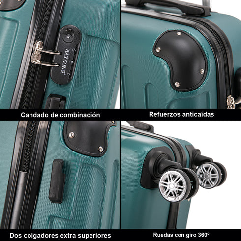 RAYKONG Maleta Mediana ABS 66x43x25cm | 71L | 24 Pulgadas | hasta 23kg semirígidas - Verde