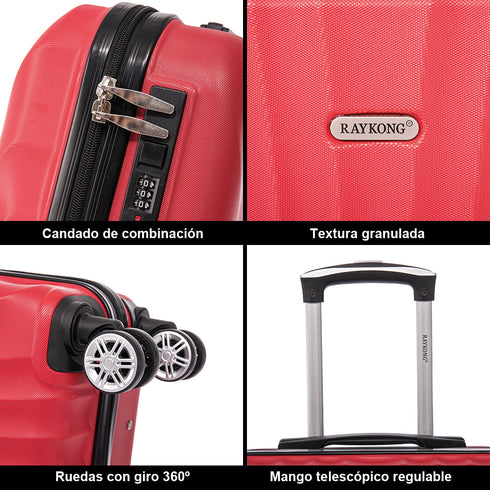 Raykong Maleta Cabina ABS 55x40x20cm (44L) - 20 Pulgadas Rojo - Waves
