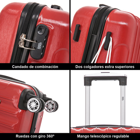 Maleta Cabina 55x39x21cm Policarbonato (45L) - 20 Pulgadas Rojo - Seda