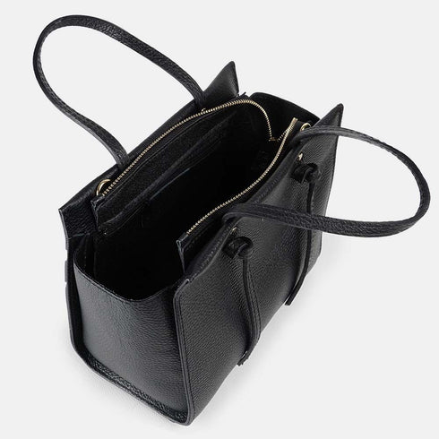 Bolso bandolera mujer de piel con asas de mano negro Mercedes