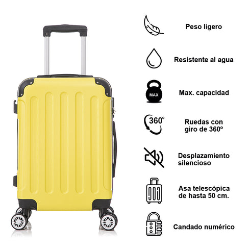 Maleta Cabina ABS 55x40x20cm 44L - 20 Pulgadas Amarillo - Marina