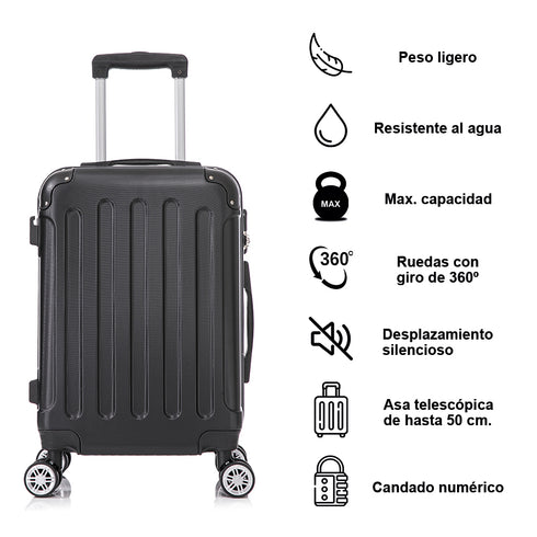 Maleta Cabina ABS 55x40x20cm 44L - 20 Pulgadas Negro - Marina