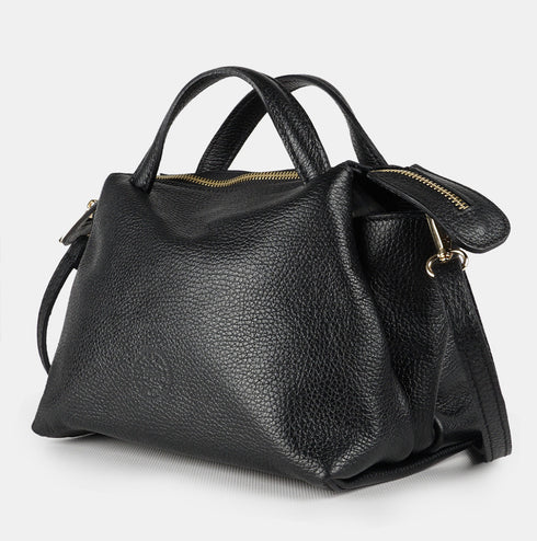 Bolso bandolera para mujer de piel con asas de mano negro Amelie