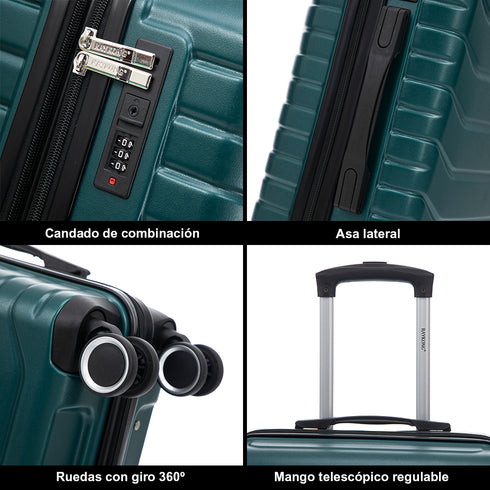 Raykong Juego de maletas 3 piezas | Maleta Cabina 55cm | Mediana Expansible 65cm | Grande Expansible 75cm - Watt (Verde)