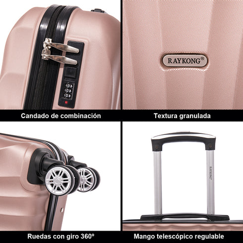 Raykong Maleta Cabina ABS 55x40x20cm (44L) - 20 Pulgadas RosaDorada - Waves