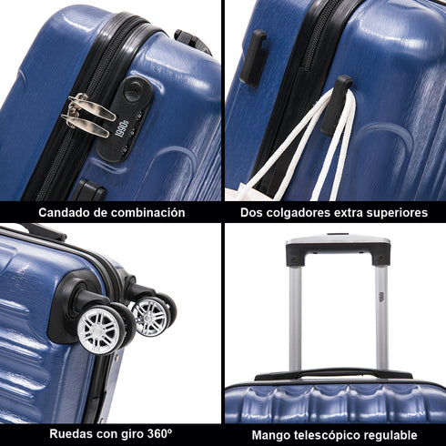 Maleta Cabina 55x39x21cm Policarbonato 45L - 20 Pulgadas AzulMarino - Seda