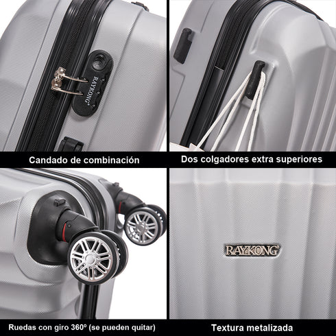 Raykong Maleta Cabina ABS 55x38x23cm 44L - 20 Pulgadas Plateada - Waves