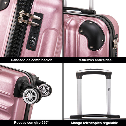 Maleta Cabina 55x40x20cm Policarbonato (44L) - 20 Pulgadas - RosaDorada