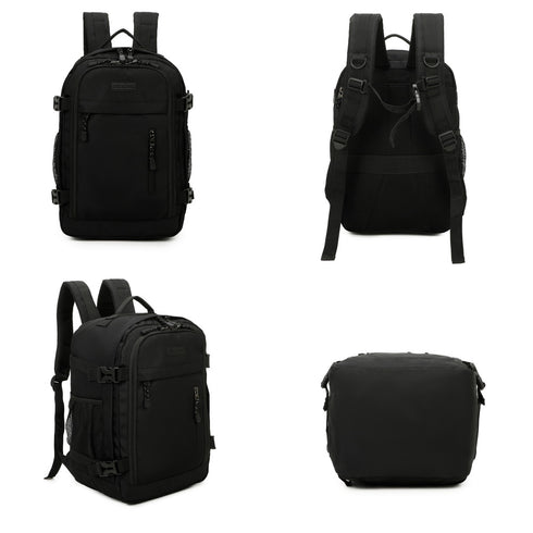 Raykong Mochila De Cabina Ryanair 40x20x25cm (20L) | Mochila De Viaje Impermeable Para Avión | Equipaje De Mano Resistente | Mochila Para Senderismo | Escolar | Trabajo - Negro