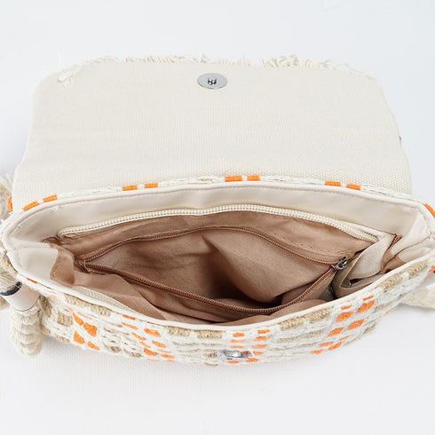 Bolso de rafia trenzado para mujer naranja Eugenia