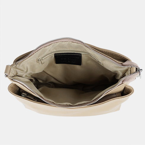 Bolso bandolera de piel para mujer con asa corta khaki Martina